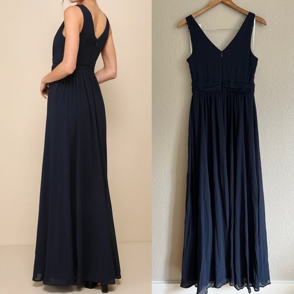NWOT Thoughts of Hue Navy Blue Surplice Maxi Dress - Picture 3 of 8
